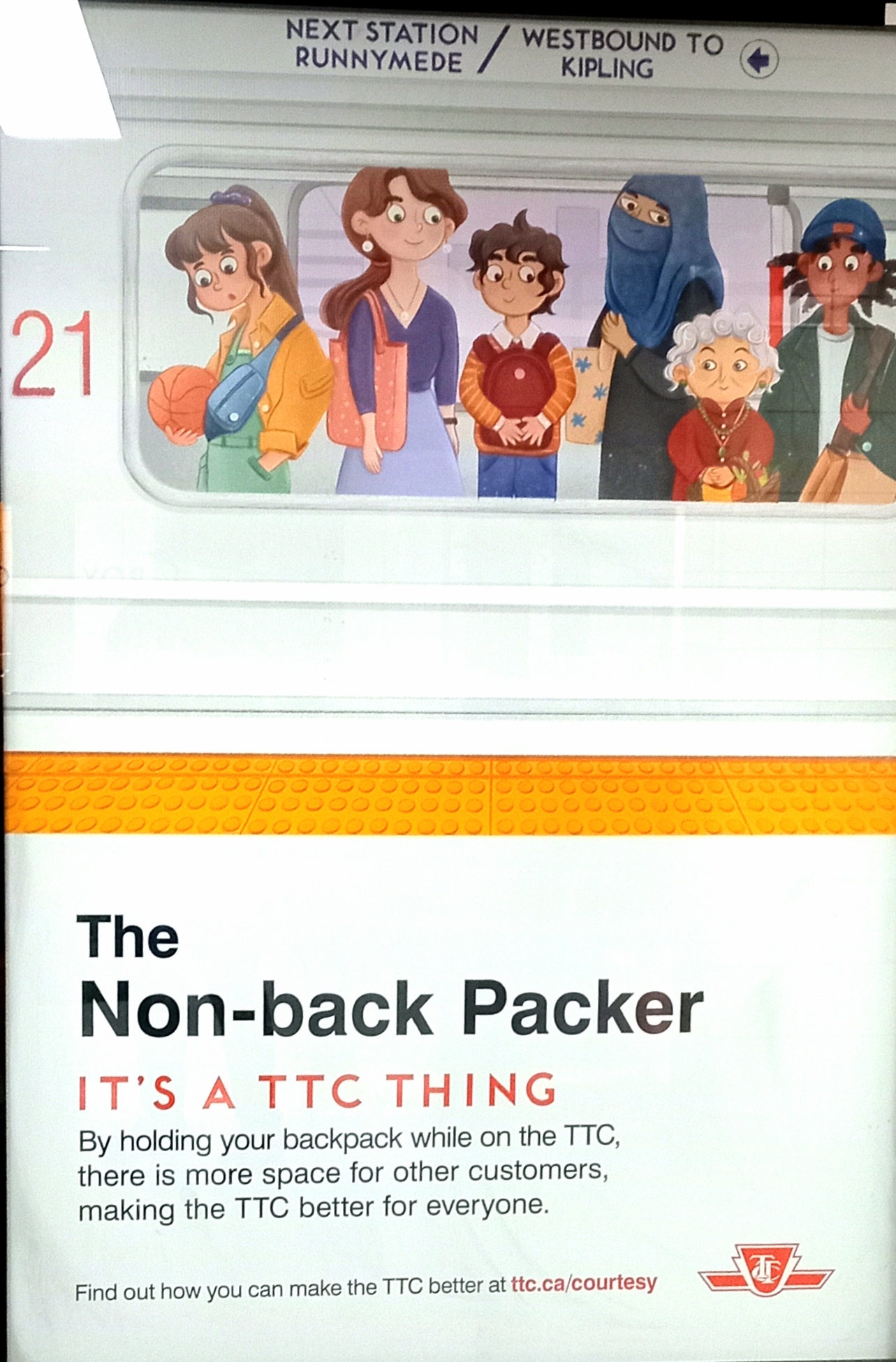 How Wearing Your Backpack on Your Back Can Help Prevent Unwanted Contact on the TTC